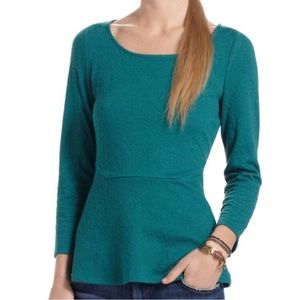 Leifsdottir green textured knit peplum top Size S